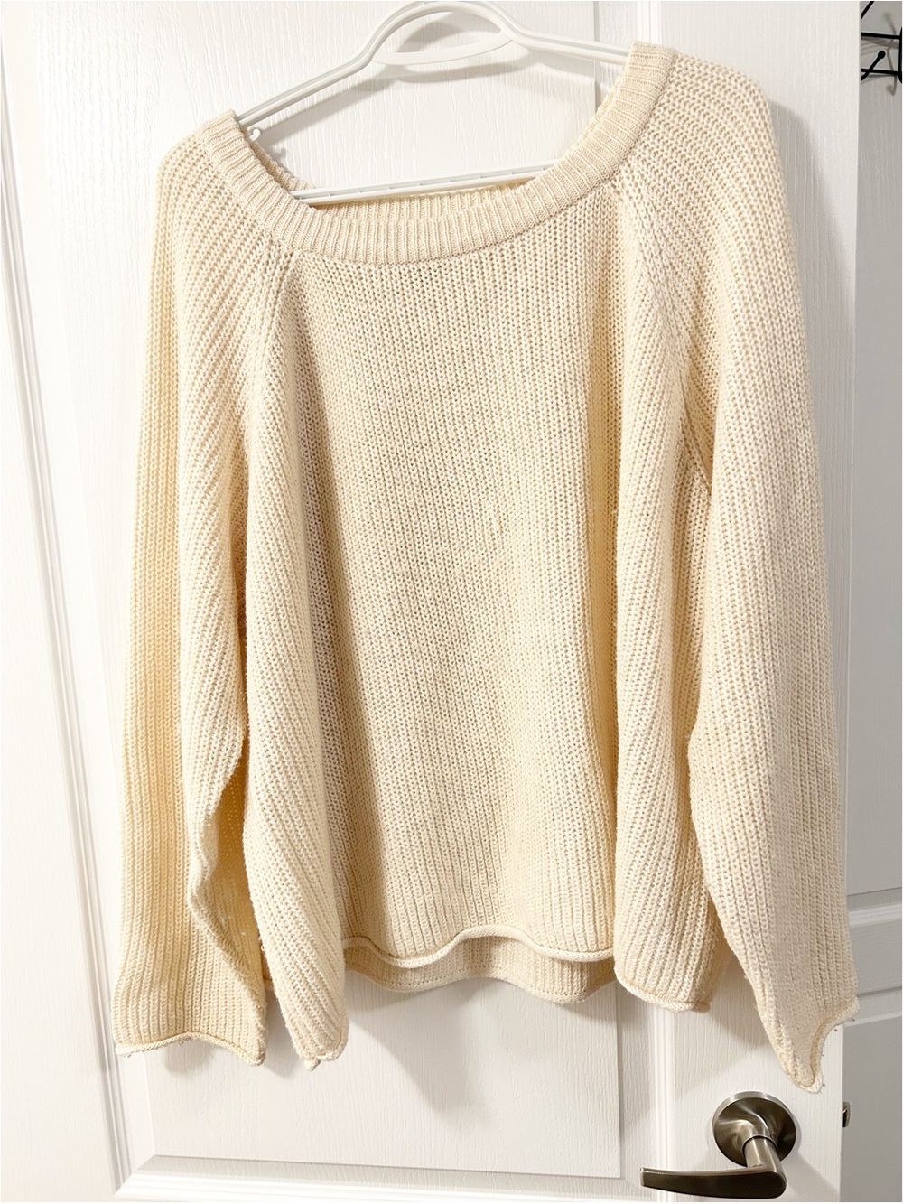 George Womens Cable Knit Sweater Cream XL Neutral Minimalist Cottagecore Coastal